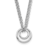 Sterling Silver Rhodium-Plated-plt Polished 2-Strand Circle With 2 Inch Extention Necklace